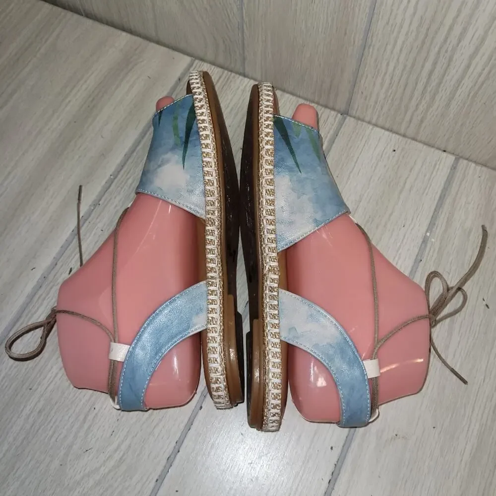 Dogo Womens Hazel Caretta Hey Dude Sea Turtle Sandals Vegan Leather Ankle Tie 6